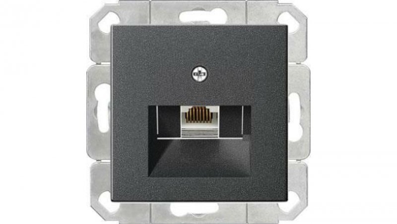 Gniazdo komputerowe poj. RJ45 cat. 6 Gira System 55 antracyt