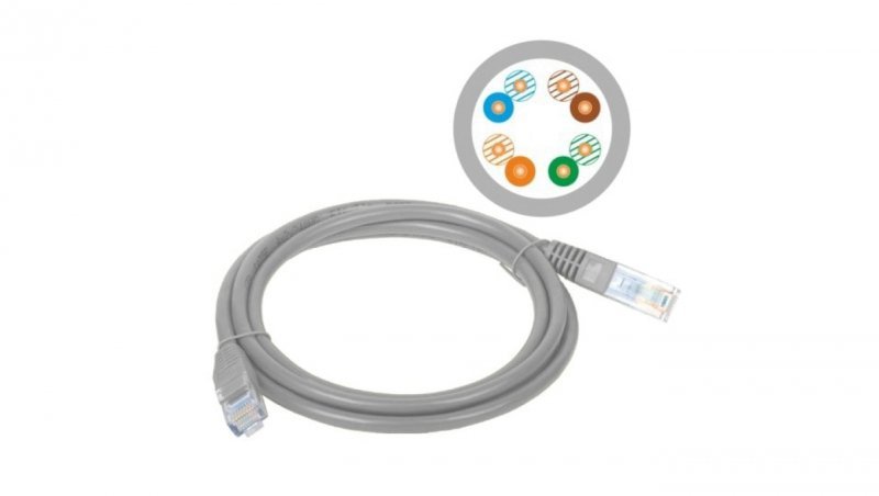 Patchcord UTP kat.5e kabel sieciowy LAN 2x RJ45 linka szary 15m Alantec