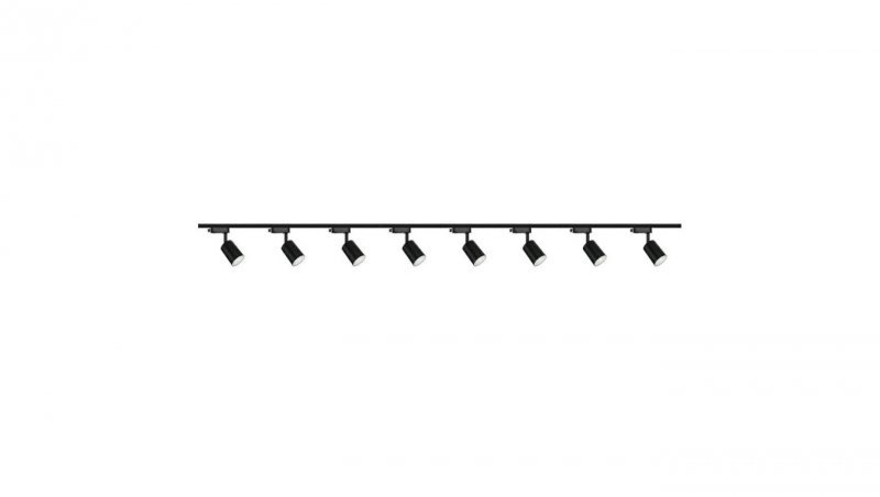 Zestaw 8x lampa SIENA ALU Track 3F czarna z żarówką led gu10 PHILIPS 5W ciepła biała + szynoprzewód 2 x 2m kolor czarny