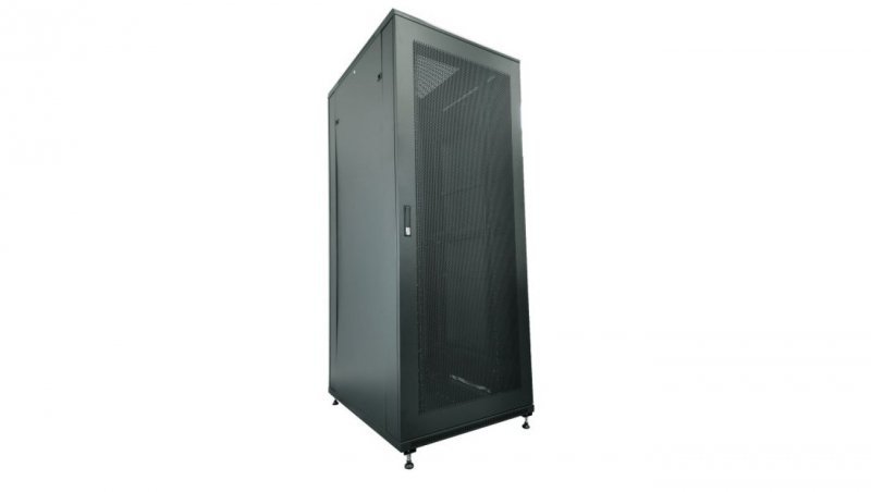 Szafa serwerowa 42U 19 600x1000, drzwi jednoskrzydłowe, zamek, czarna FLAT PACK SS-42U-600-1000-01-C