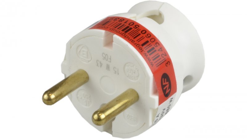 HELMO Wtyczka przenośna 2P 16A niska biała 50183