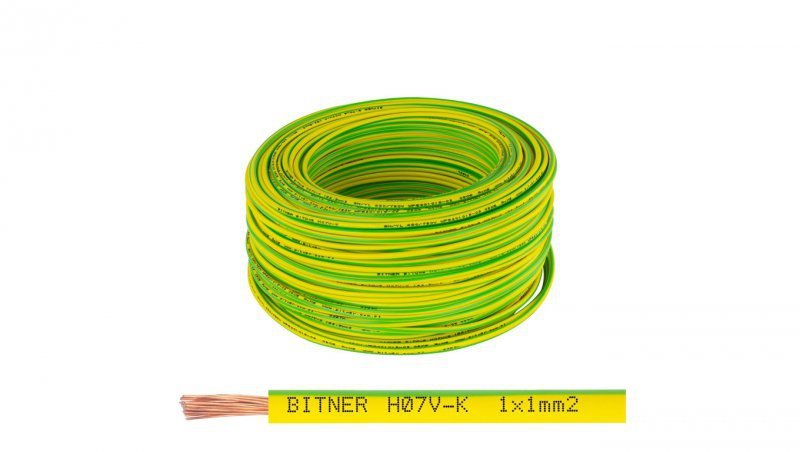 Przewód instalacyjny BiTOne H05V-K / LgY 0,75 500V żółto-zielony linka giętka Bitner /100m/