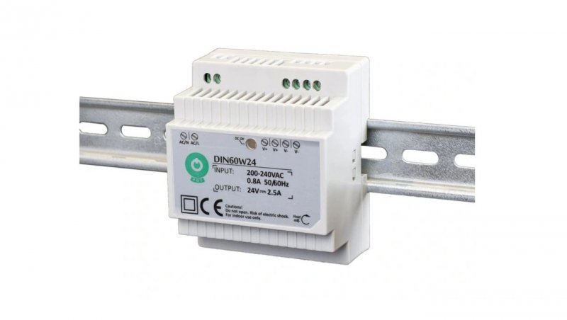 Zasilacz POS na szynę DIN 60W 24VDC 2,5A DIN60W24