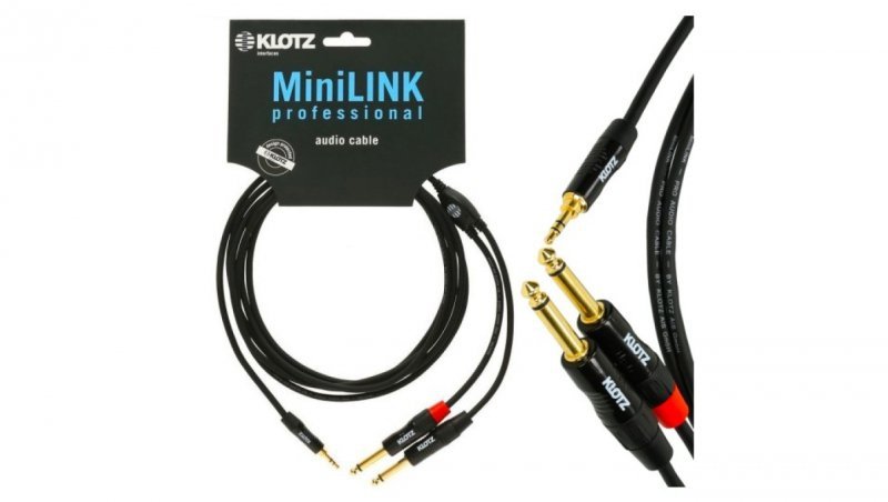 KLOTZ Kabel Audio mini Jack 3,5mm Stereo (wtyk) / 2x Jack 6,3mm Mono (wtyk) 3m