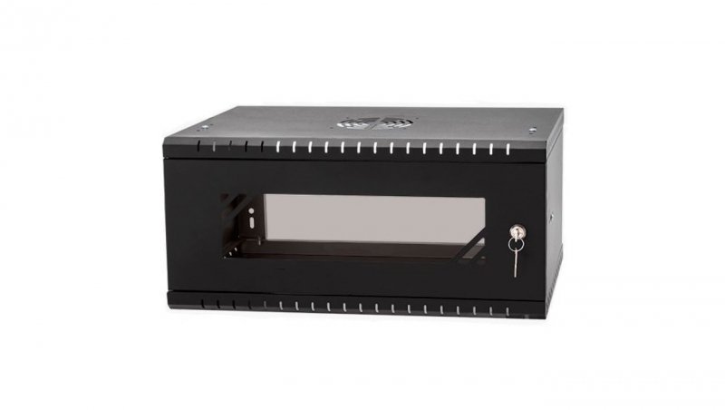 Szafa wisząca RACK 19 4U 450mm drzwi szklane czarna BOX