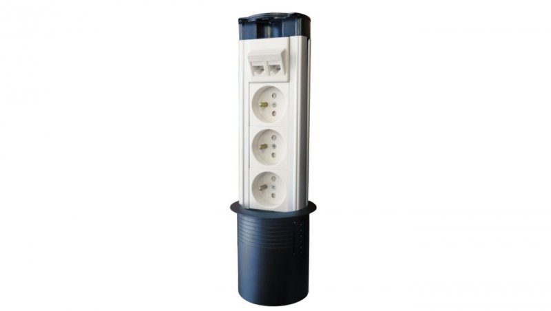 Kolumna zasilająca ALANTEC DESK 3 gniazda elektryczne + 2 gniazda komputerowe