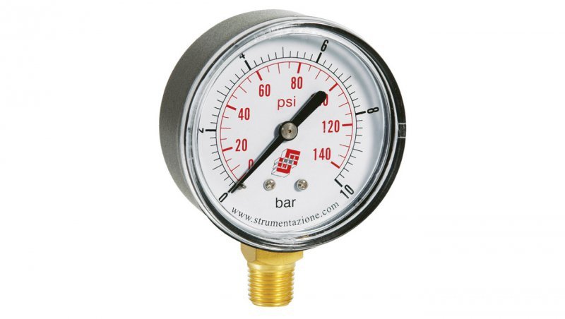 Manometr standardowy z przyłączem dolnym, śr. 63mm, 0-25bar, G1/4, M63R.PL025G14