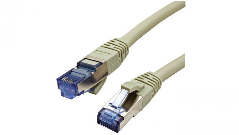 Patchcord S/FTP kat.6A PiMF kabel sieciowy LAN 2x RJ45 linka PoE szary 0,25m