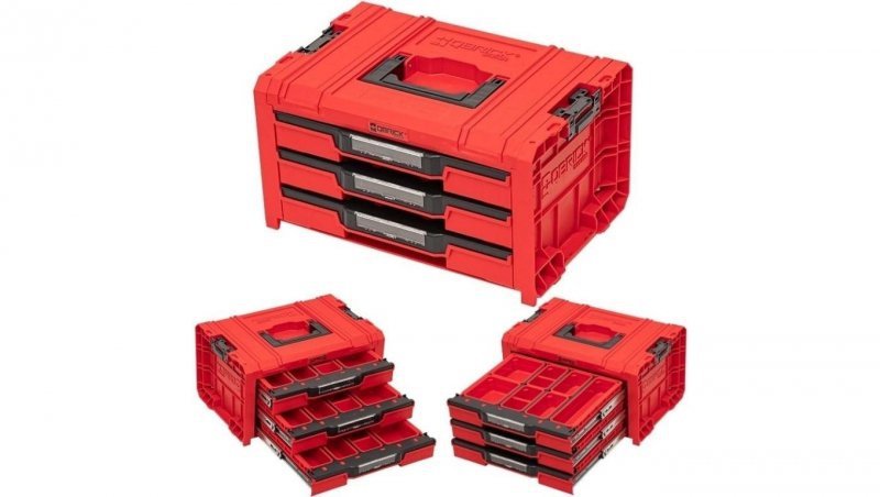 Skrzynka narzędziowa z organizatorem 3 szuflady PRO Drawer RED ULTRA 3 Toolxbox Expert QBRICK