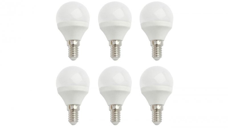 Żarówka LED E14 230V 6W kula 520lm ciepła komplet 6szt