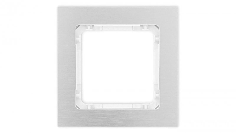 DECO Ramka uniwersalna pojedyncza - aluminium szczotkowane (ramka: srebrna spód: biały), srebrny 7-0-DRA-1
