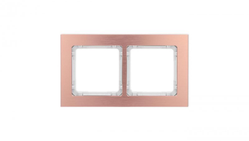 DECO Ramka uniwersalna podwójna - aluminium szczotkowane (ramka: kolor miedziany spód: biały), miedziany 9-0-DRA-2