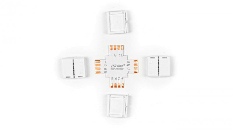 LED line łącznik do taśm LED CLICK CONNECTOR kątowy 10 mm 4 PIN Typ + RGB