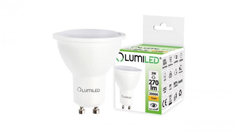 Żarówka LED GU10 3W = 30W 270lm 3000K Ciepła 120 LUMILED