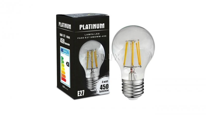 Żarówka LED E27 A60 4W = 40W 450lm 3000K Ciepła 360 Filament GOLDLUX