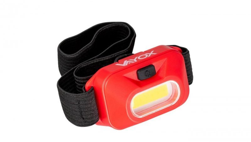 Latarka czołowa bateryjna czerwona COB 150lm VA0118 Vayox