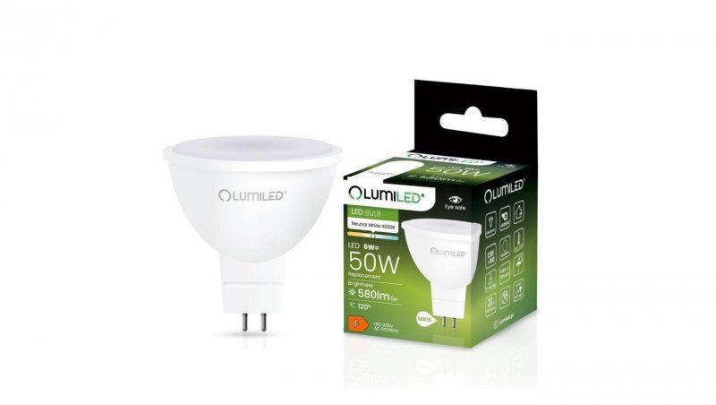 Żarówka LED GU5.3 MR16 6W = 50W 580lm 4000K Neutralna 120 LUMILED