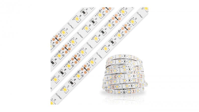 Taśma LED Pasek 12V 24W 300LED 2835 Ciepła 8mm 5m