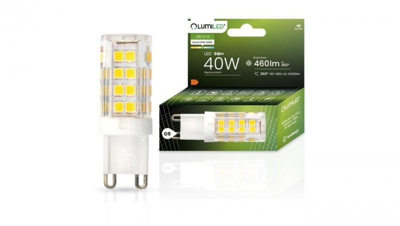 Żarówka LED G9 KAPSUŁKA 5W = 40W 460lm 4000K Neutralna 360 LUMILED