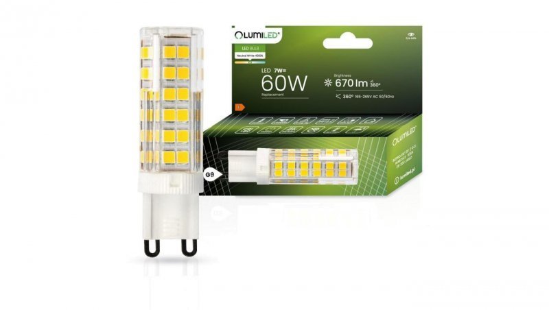 Żarówka LED G9 KAPSUŁKA 7W = 60W 670lm 4000K Neutralna 360 LUMILED