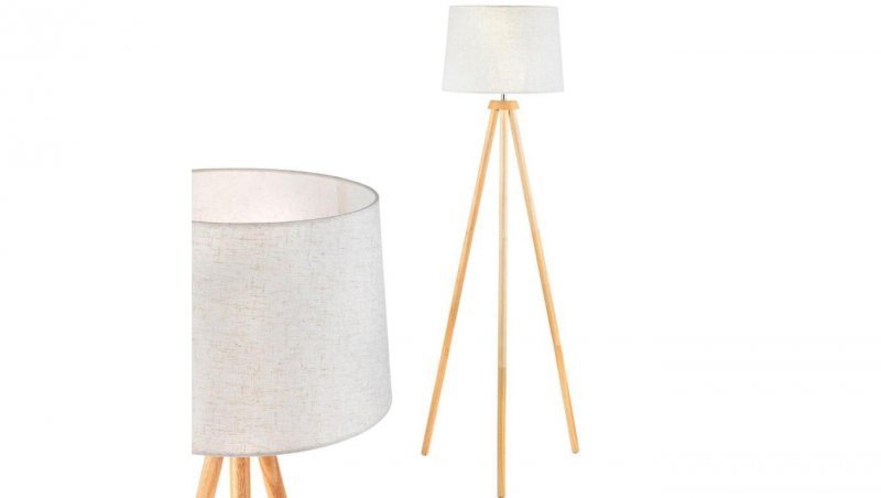 Lampa Stojąca Podłogowa Stołowa E27 Trójnóg z Abażurem Beżowa z Regulacją Wysokości Clara Lumiled