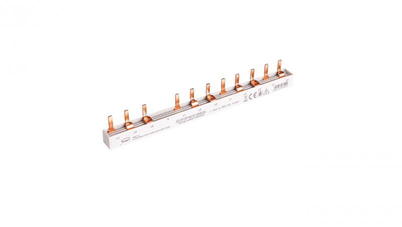 Szyna prądowa łączeniowa - sztyftowa 3-fazowa 63A 12 modułów 10 mm² pod zabezp. różnicowo-prądowe SS3F(3P+N) 10 12M63A 81996206