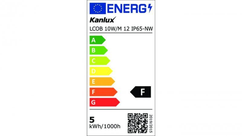 Pasek LED 12V LCOB 10W/M 12 IP65-NW 950lm/m 4000K barwa neutralna 37233
