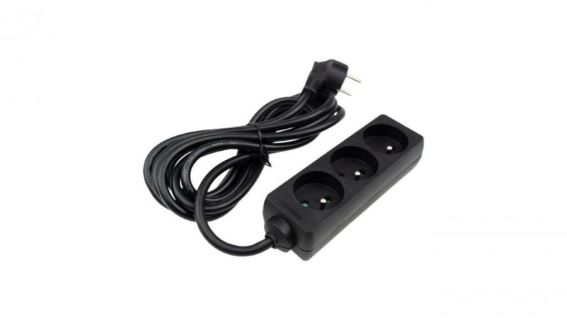 Przedłużacz 3 gniazda 3m z/u 3x1.5mm2 CZARNE