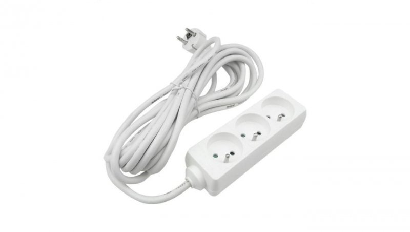 Przedłużacz 3 gniazda 5m z/u 3x1.5mm2 BIAŁY