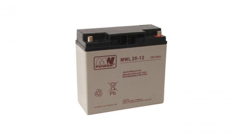 MWL 20-12 Akumulator AGM 12V 20Ah 10-12lat żywotności MW Power