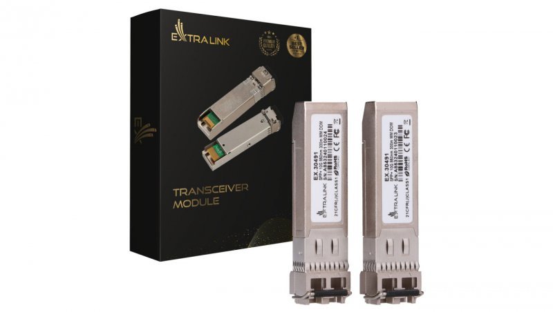 Moduł SFP+ 10Gbps, 850nm, 300m, multi mode Extralink SFP+ 10G 2-pack