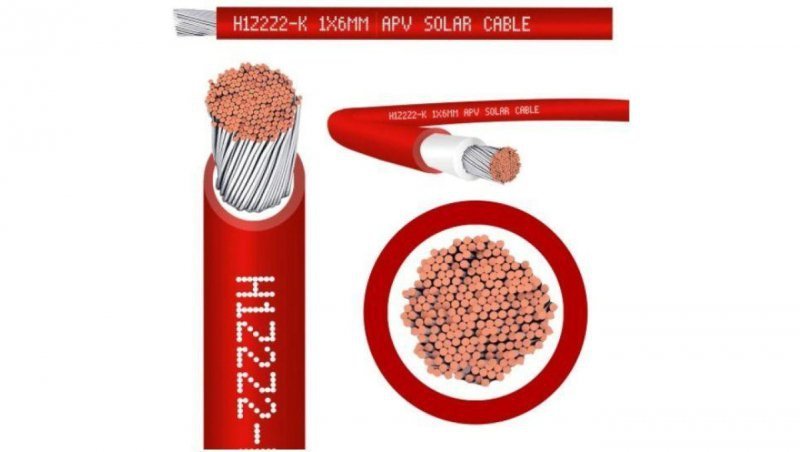 Kabel solarny fotowoltaiczny czerwony PV 1x6 KBE H1Z2Z2-K 1MB