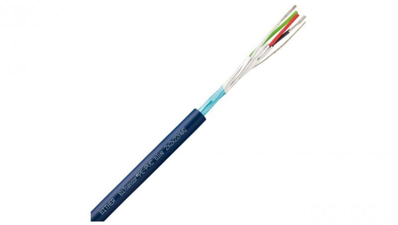 Kabel transmisyjny BiTsensor PE-PVC Eca do transmisji danych zewnętrzny do ziemi 2x2x0,34mm2 niebieski Bitner 200m