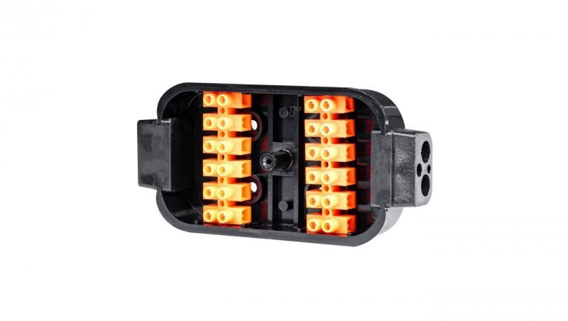 Puszka elektryczna do przyczepy 400V max. 10A 12-polowa ze złączami 6-10mm2 czarna AMIO