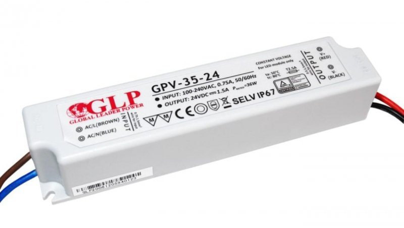 GPV-35-36 Zasilacz impulsowy do LED 35W 36V/1A, IP67 hermetyczny