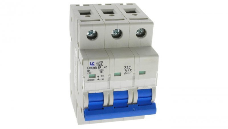Wyłącznik instalacyjny nadprądowy nadmiarowoprądowy 3P 3M C 6A 6kA 493038 EBS9B