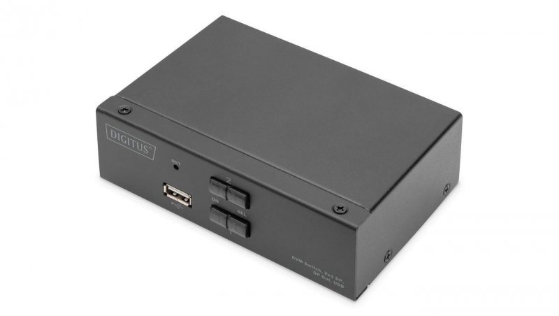 Przełącznik KVM, 2 portowy, 4K 60Hz, 2xDisplayPort IN, 1xDisplayPort OUT, 2xUSB, 2xAudio INiOUT DS-12851