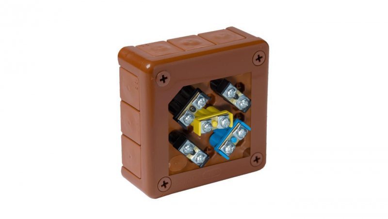 Puszka natynkowa z zaciskami 12 wlotów VIPLAST VP-41 BRĄZOWA IP55 98x98x42mm 041-52