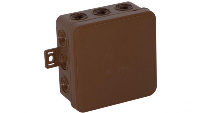 Puszka natynkowa pusta 12 wlotów VIPLAST V7 klik BRĄZOWA IP54 100x100x41mm 037-02