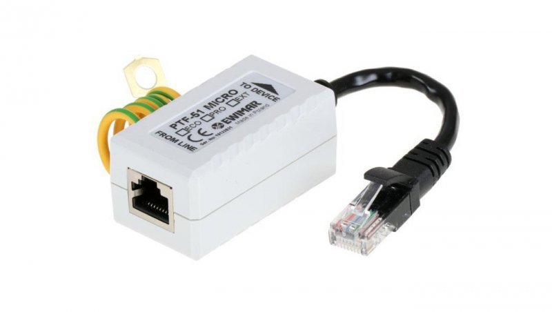Miniaturowy ogranicznik przepięć do ochrony sieci LAN, EWIMAR PTF-51-PRO/PoE/Micro