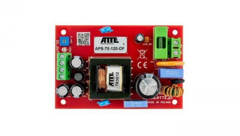 Zasilacz sieciowy SMPS 12V 6A 72W ATTE APS-70-120-OF