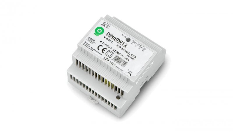 Zasilacz POS na szynę DIN 60W 12VDC 5A DIN60W12