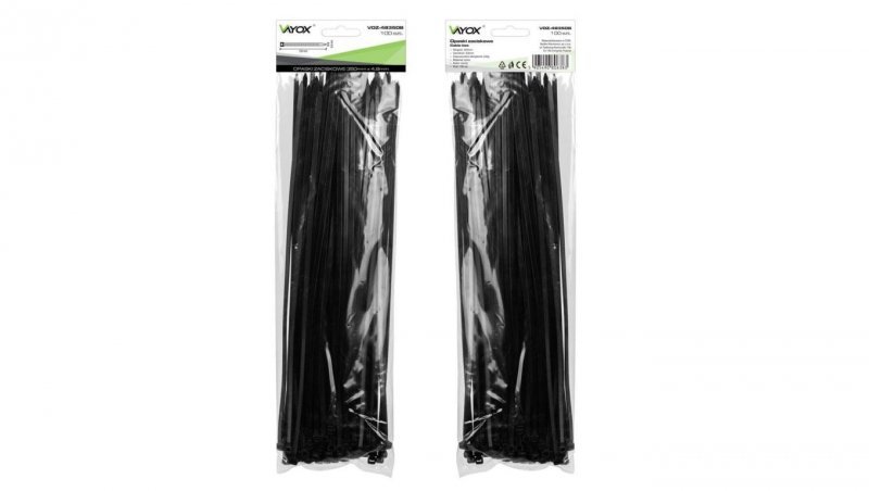 Opaski zaciskowe 4,8mm /350mm czarne 100 szt. VOZ-48350B Vayox
