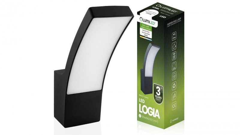 Kinkiet Elewacyjny Ogrodowy LED Ścienny Czarna 10W 4000K IP44 LOGIA LUMILED