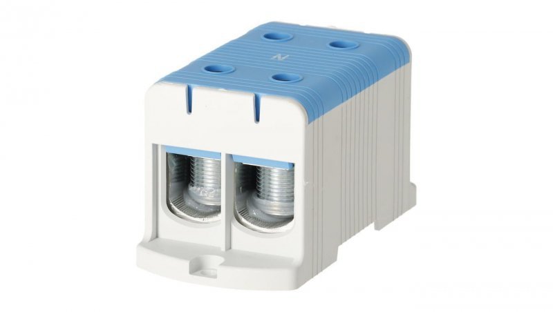 Blok rozdzielczy odgałęźny 2-polowy Al/Cu 35-240mm2 (max. 240mm2) na szynę TH35 niebieski FJ-E240/2/B HEDO