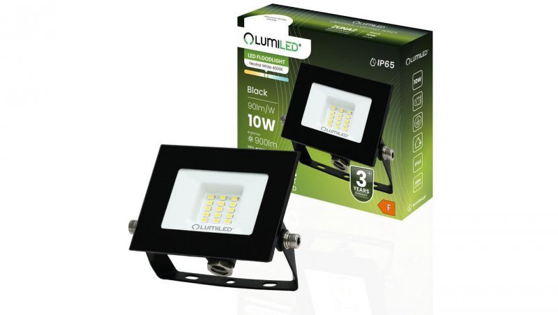 Naświetlacz LED ZUNA2 10W 900lm 4000K IP65 Czarny LUMILED
