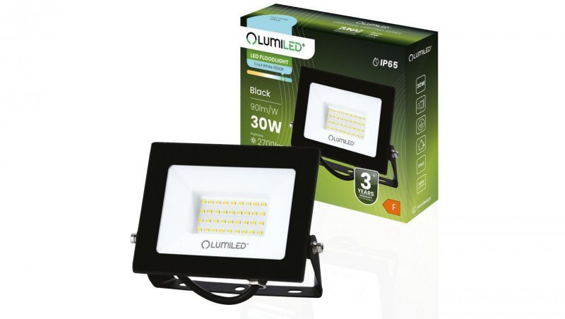 Naświetlacz LED ZUNA2 30W 2700lm 6500K IP65 Czarny LUMILED