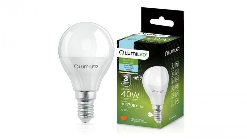 Żarówka LED E14 P40 5W = 40W 470lm 6500K Zimna 180 Lumiled