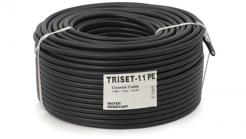 Przewód koncentryczny żelowany 75ohm TRISET-11 PE 1,63/7,2/10,2 Cu Triset 100m