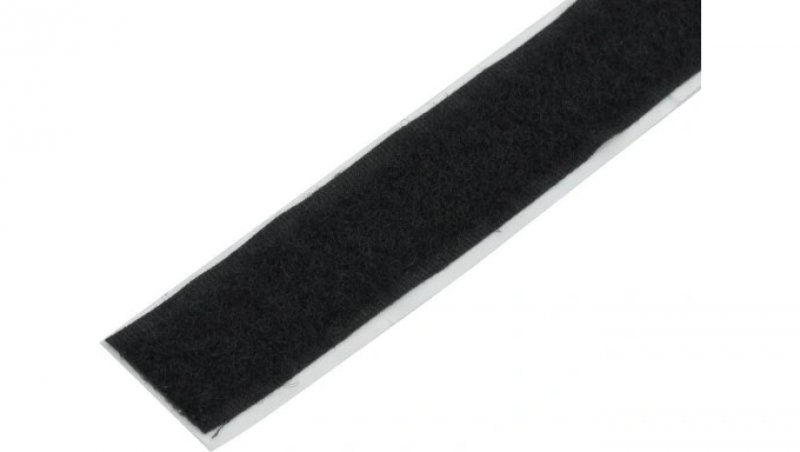 Taśma rzepowa 1-stronna z klejem 20mm czarna - PĘTELKA